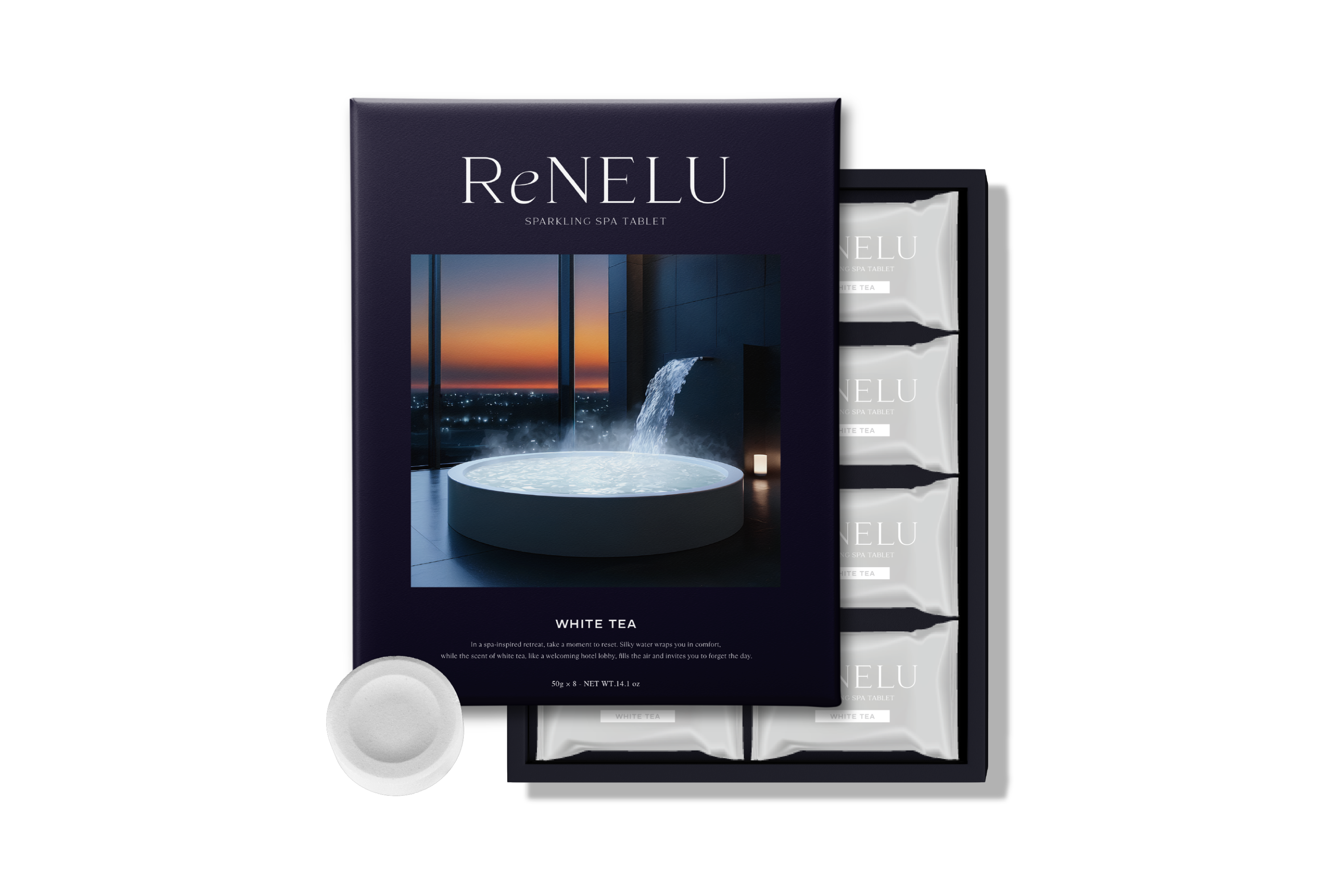 ReNELU SPARKLING SPA TABLETのパッケージと個包装