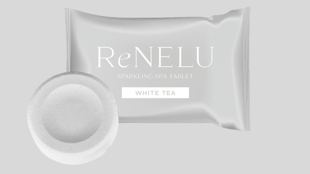 ReNELU SPARKLING SPA TABLETの個包装と重炭酸タブレット